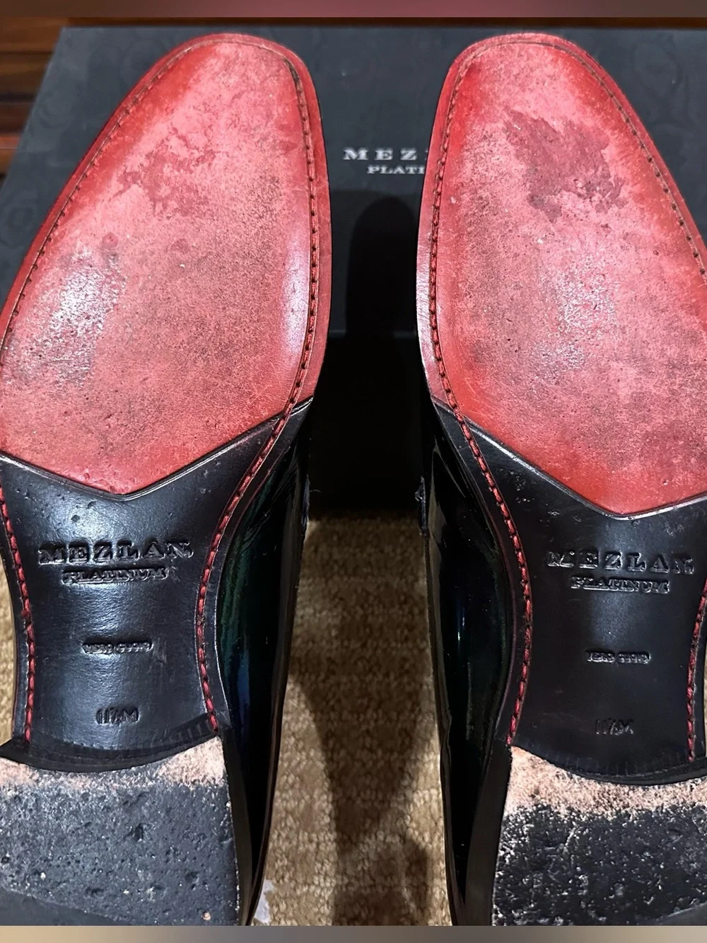 Mezlan Platinum Black Slip On Loafers Embroidered Crest 11.5